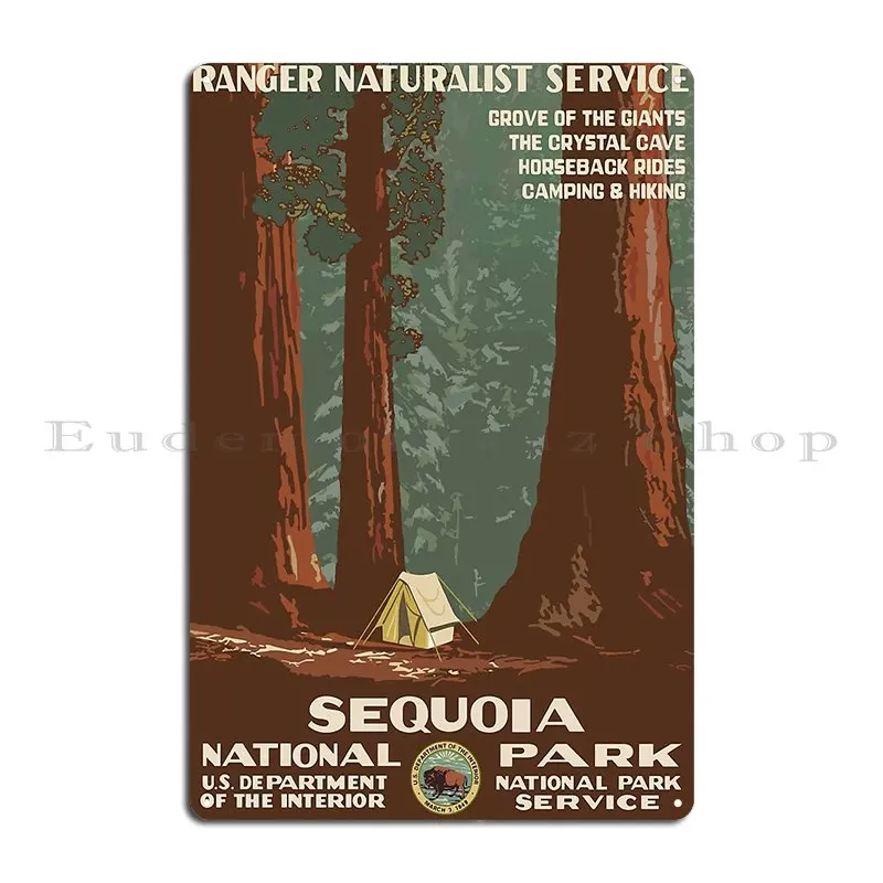 Vintage Sequoia Poster National Park Metal Signs Design Pub Wall Decor Customized Party Club Retro Tin Sign Poster