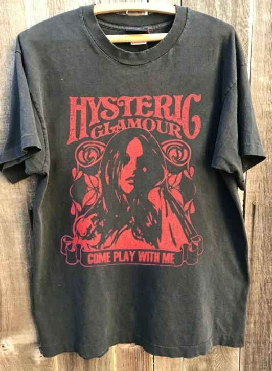 2026 Vintage Hysteric Glamour Tour Rare Design Charcoal Unisex T shirt S-4XL Men Women High Quality Unisex Summer Short Sleeve