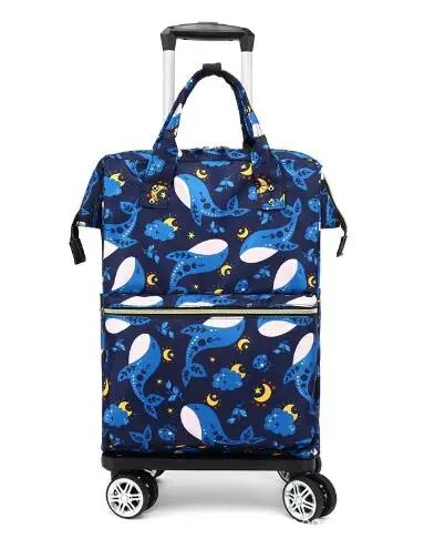 Women Soft  Business Trolley Backpack Bag With wheels oxford Trolley Luggage bag Women Carry on hand Luggage rolling Backpack