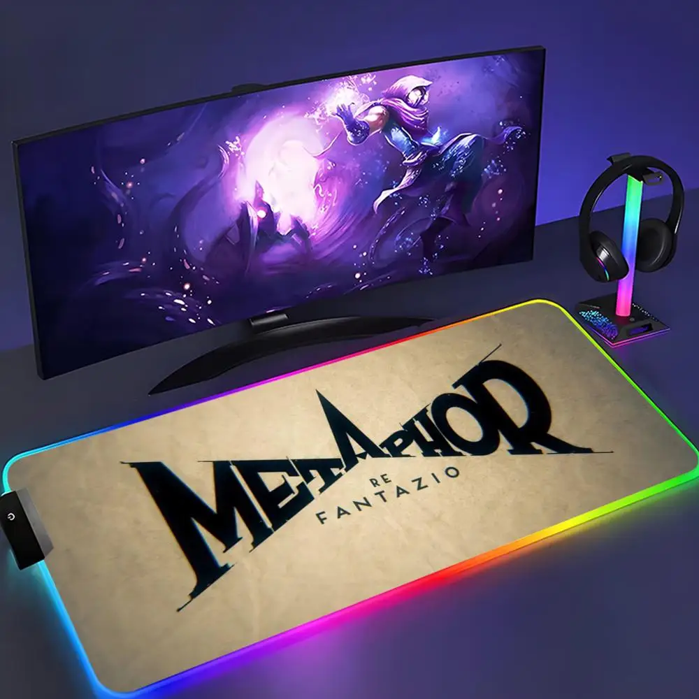 

metaphor refantazio Mouse Pad XXL RGB Mouse Pad Kawaii Gaming Accessories Computer keyboard Large Led Desk Mat Backlight
