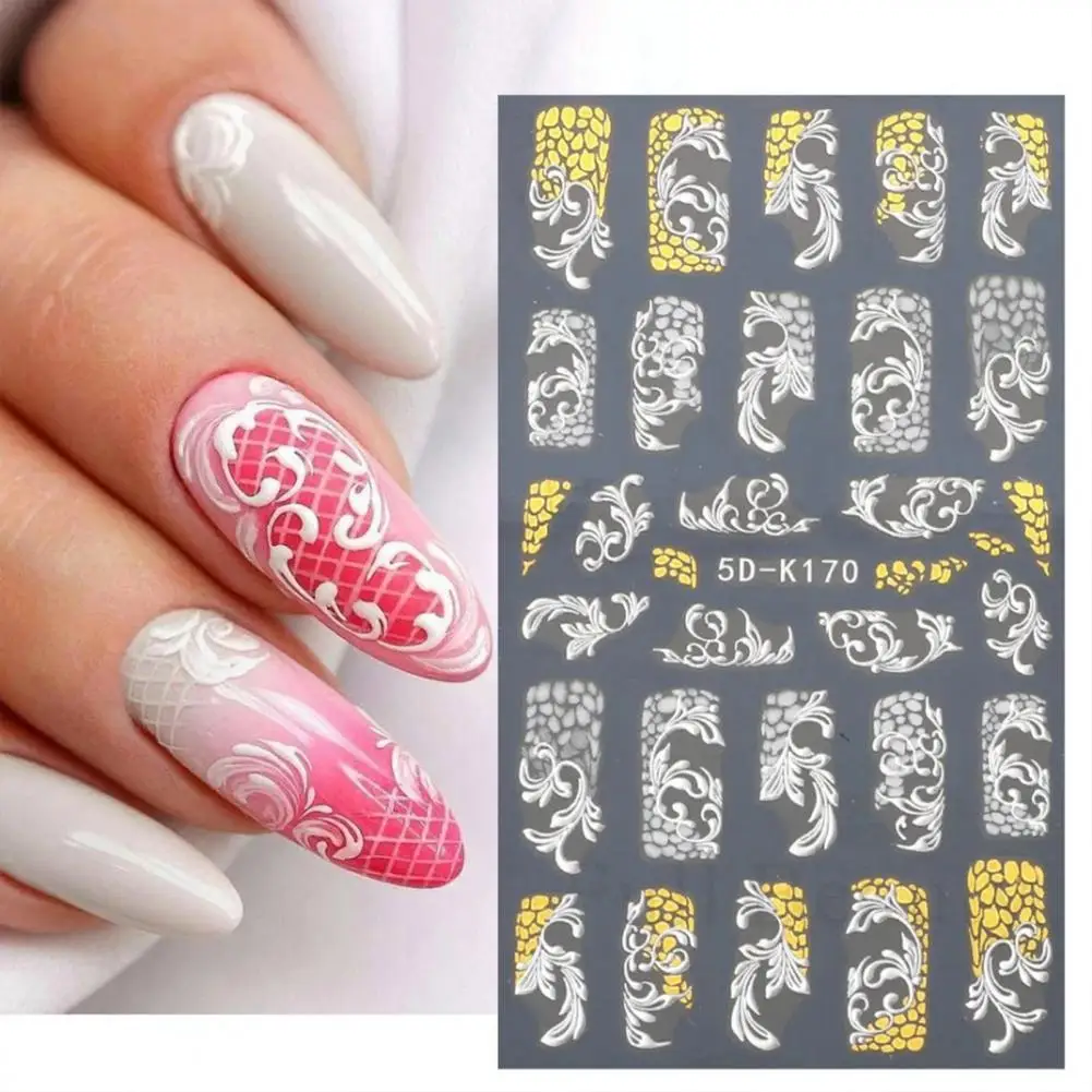 Autocollant exquis pour Nail Art, Design de manucure, fleur accrocheuse, autocollant pour Nail Art, fourniture féminine