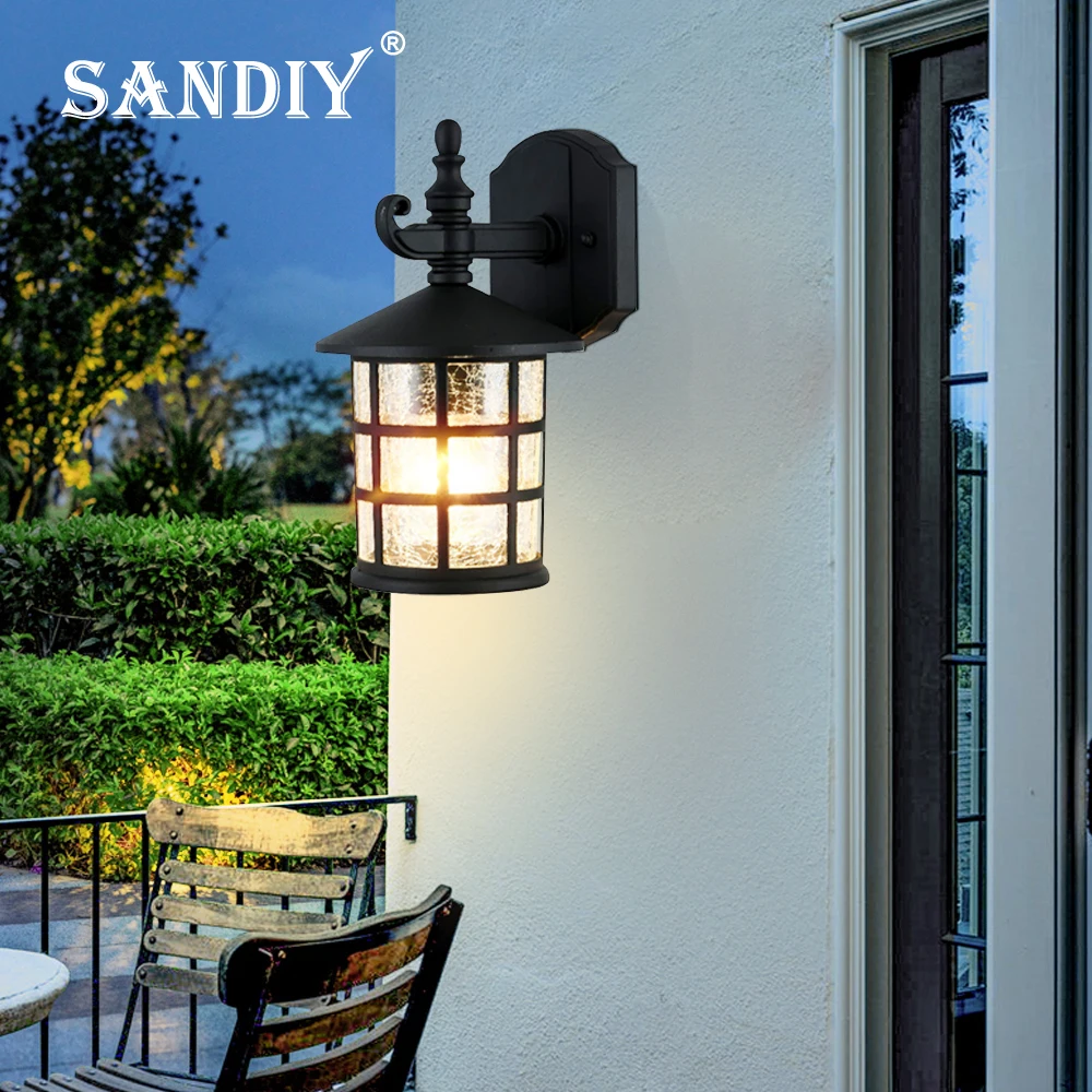 Outdoor Pillar Light Porch Wall Lamps Retro Standing Vintage Chandelier Led Lighting for House Gate Patio Aisle Exterior Sconce