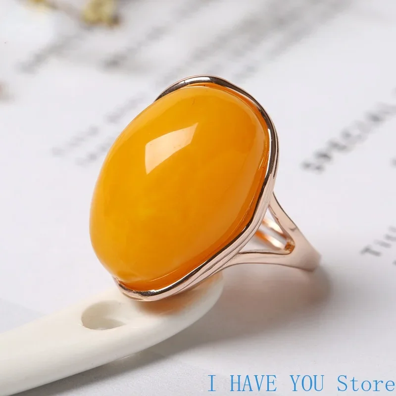 Natural Amber Silver Ring Adjustable Mens Women Blood Amber Rings Fashion Jewelry Accessories Gifts Ladies Beeswax Mens Ring