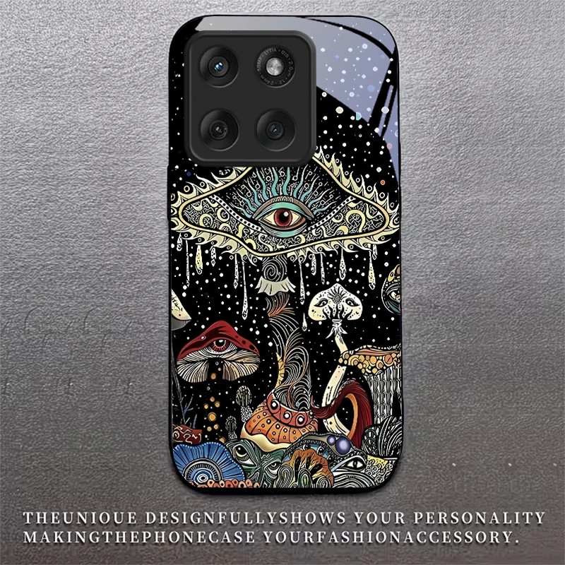 Magic Mushrooms Art Black Glas - Phone Cases Motorola 评论和价格