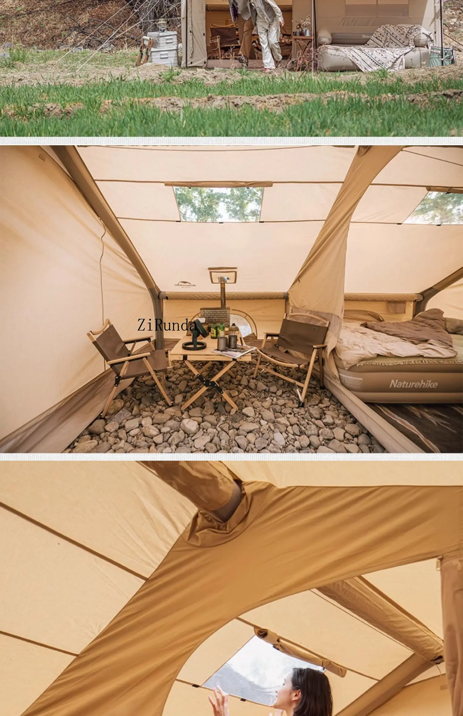 Katoenen opblaasbare tent Draagbare buitencamping Overnachting kampeeruitrusting Ramphulptent