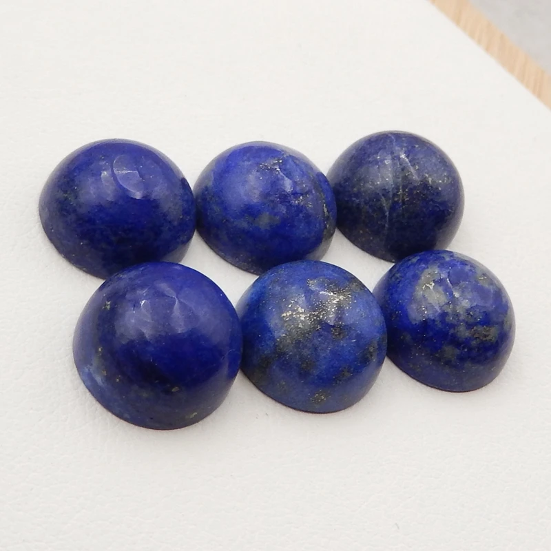 12mm Natural Stones Lapis Lazuli Round Flatback Cabochons High Quality Polished Gemstone For Ring Earring Making 12x6mm10g6pcs