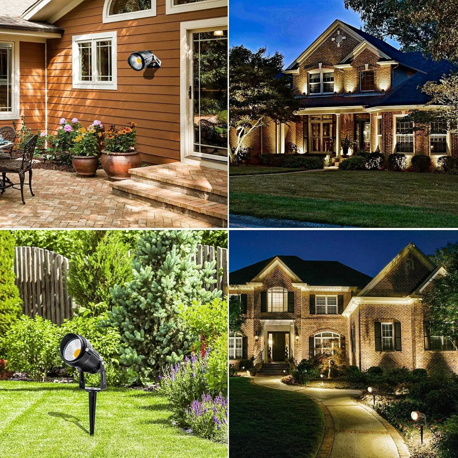 ไฟ LED สำหรับจัดสวน 10W, สปอตไลท์กลางแจ้ง 12V พร้อมขั้วต่อ, แสงสีขาวอบอุ่นกันน้ำ (14 แพ็ค)