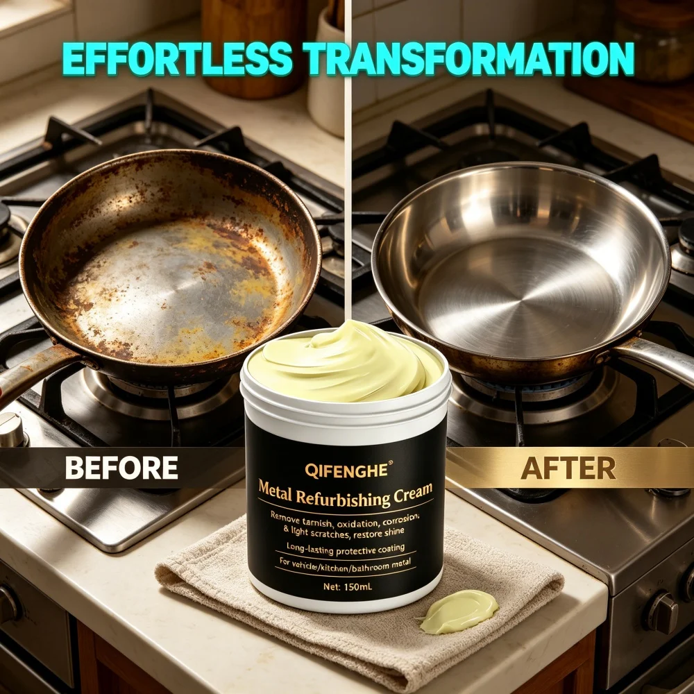 QIFENGHE 150ml Metal Refurbishing Cream, Remove Tarnish Oxidation, Restore Shine, Long-Lasting Coating for Metal