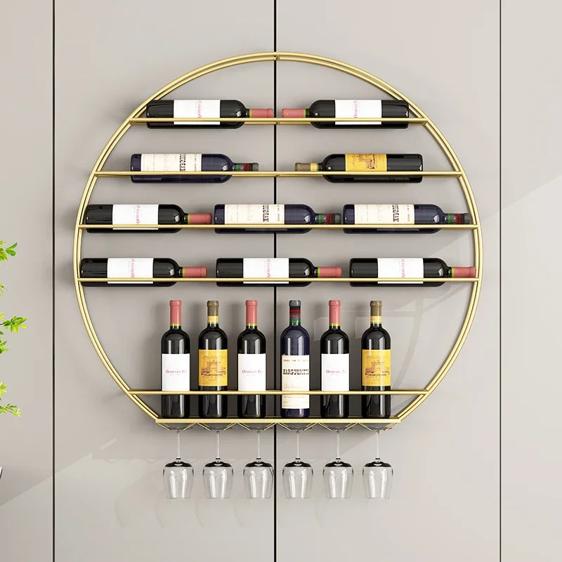 

Home Kitchen Wine Holder Round Unbreakable Living Room Wine Rack Organizer Beer Botellero De Pared Para Vino Wall Decor