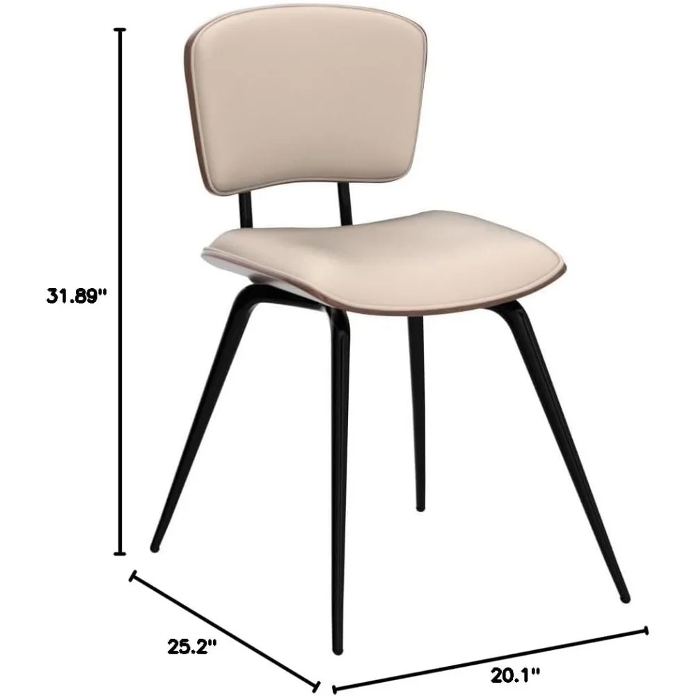 ミッドセンチュリーのモダンなダイニングチェア、キッチンとリビングルームチェア、ベージュ-7、2パック
