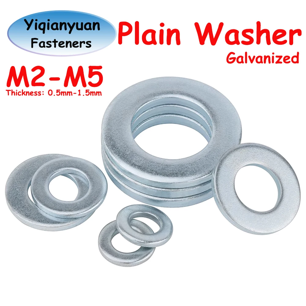 Yiqianyuan M2 M2.5 M2.6 M2.7 M3 M3.5 M4 M5 Carbon Steel Galvanized Non-standard Plain Washer Flat Gasket Shims