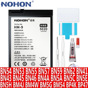 Nohon BN54 BN53 BN55 BN57 BN59 Baterai untuk Xiaomi Redmi Catatan 9 Pro 7 8 10 12 9 S 10 S 4 5 6 4X8 T 9 T 11 T 12 T 11E 11 Pro Plus 10X 12 penjualan terbaik bateria nohon xiaomi redmi note - №