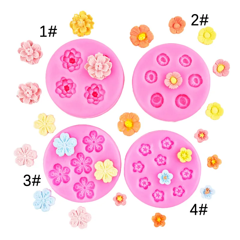 Small Flower Shape Silicone Mold DIY Mousse Cake Gypsum Glue Fondant Baking Mould 17-820