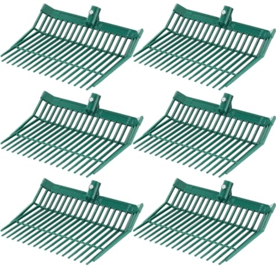 

6 Pcs Manure Fork Head 18 Tines Pitch Fork Head with Screws and Nuts Durable Stable ABS Plastic Replacement Pitchforks for Gard