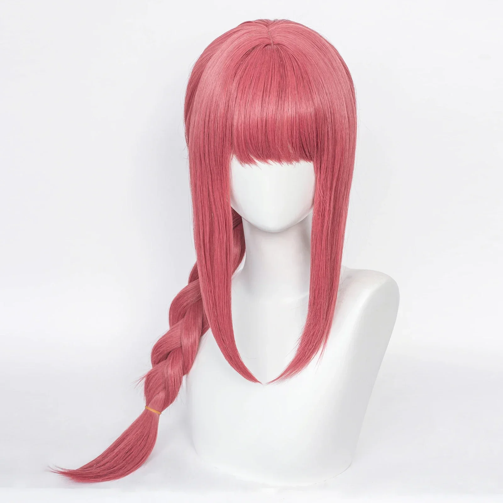 RANYU Wig Cosplay Anime, Wig rambut palsu tahan panas merah muda sintetis panjang untuk pesta