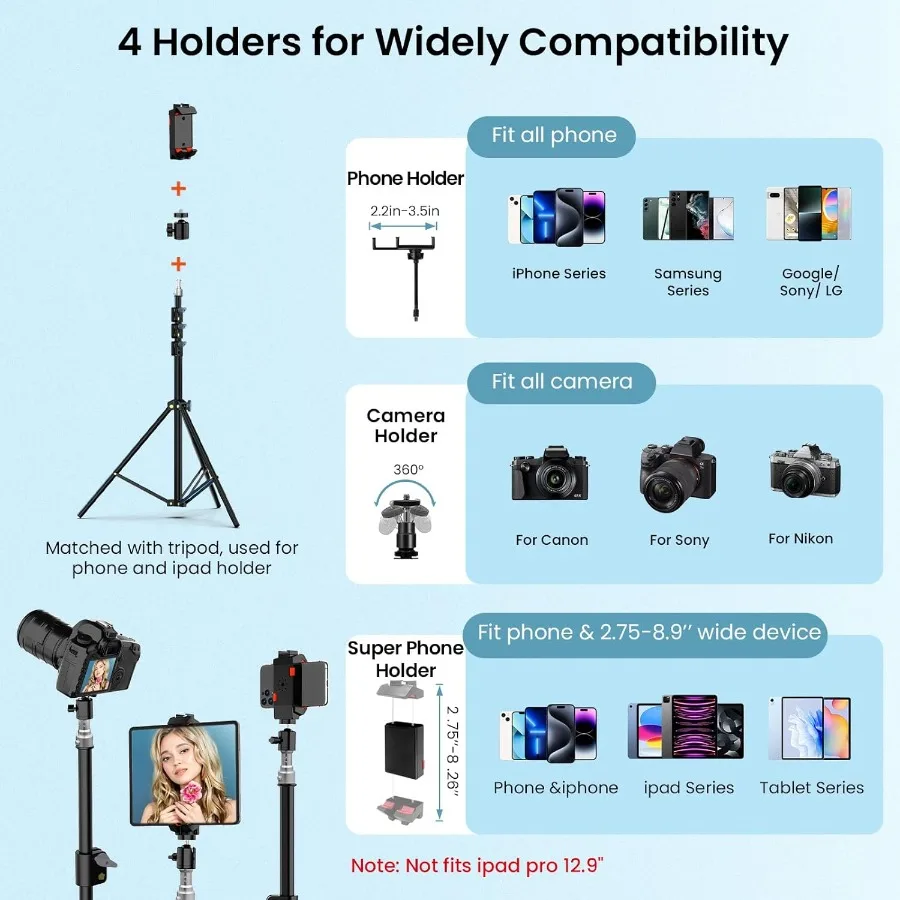 18 Large Ring Light with 60 Adjustable Tripod Stand for iPhone and iPad Portable Foldable BiColor LED Ring Light with 2500K6500
