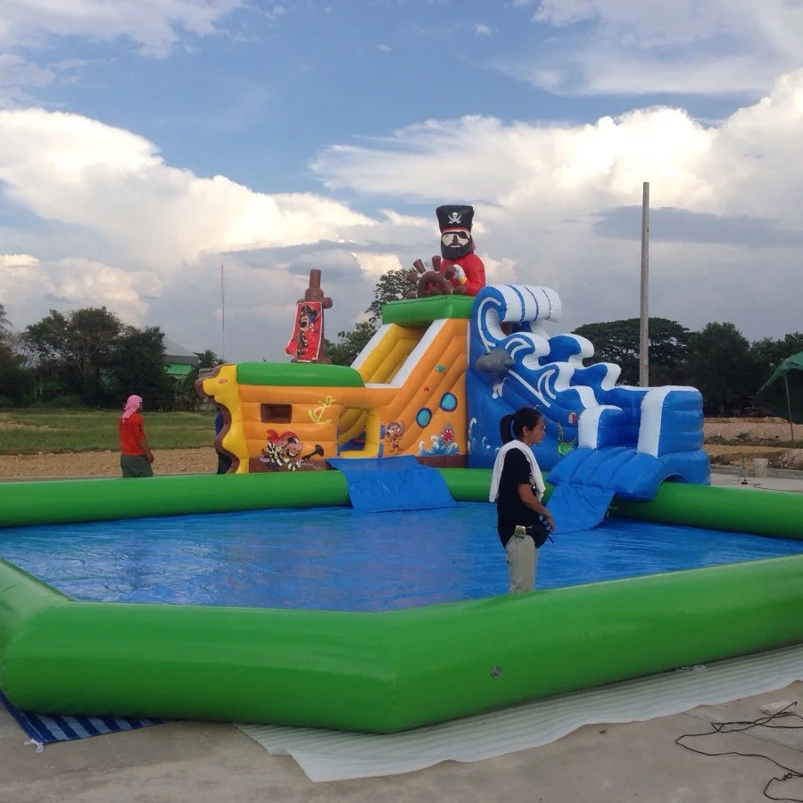 Giant Land Inflatable Water Play Equipment Park Inflatable Pool Water Slide For Kids Adults