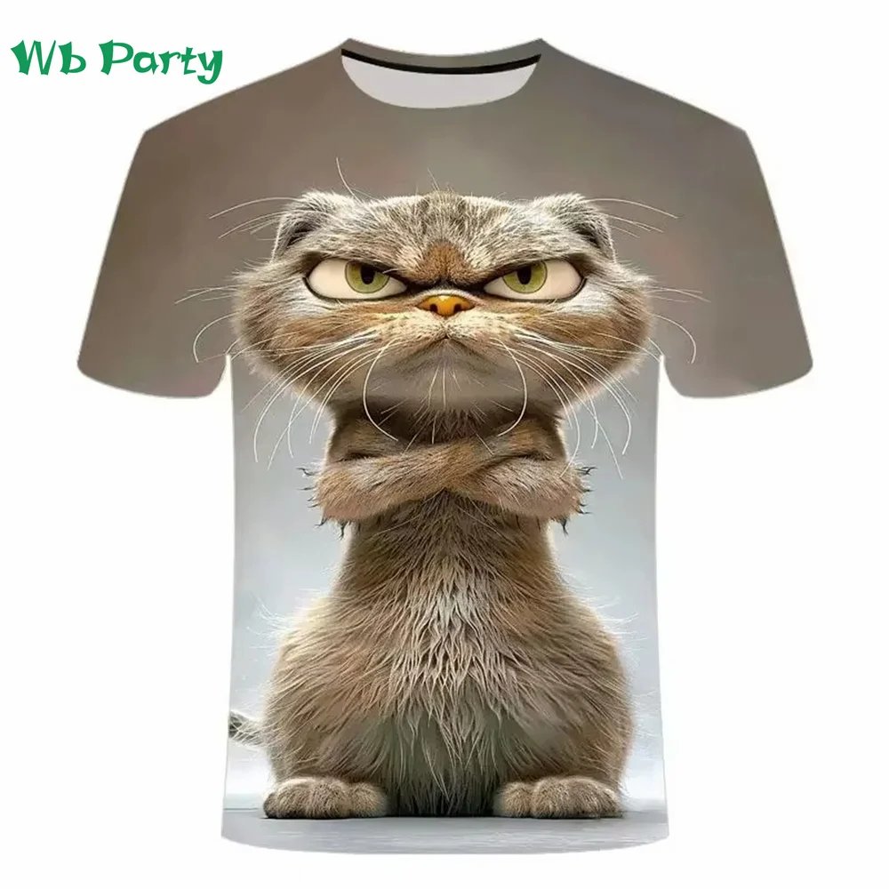 Cat T shirt Men Fashion Men\'s Clothing 3D Print Cat Graphic T shirts Casual Loose Mens Clothing O-Neck Harajuku Mens T shirt Top