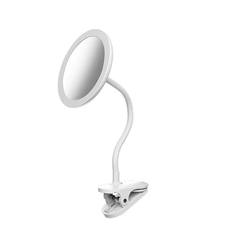 

ABKW-Gooseneck, 6.5" Vanity Mirror With Light 10X Magnifying Clip On Makeup Mirror 2000Mah USB Rechargeable 360° Rotating