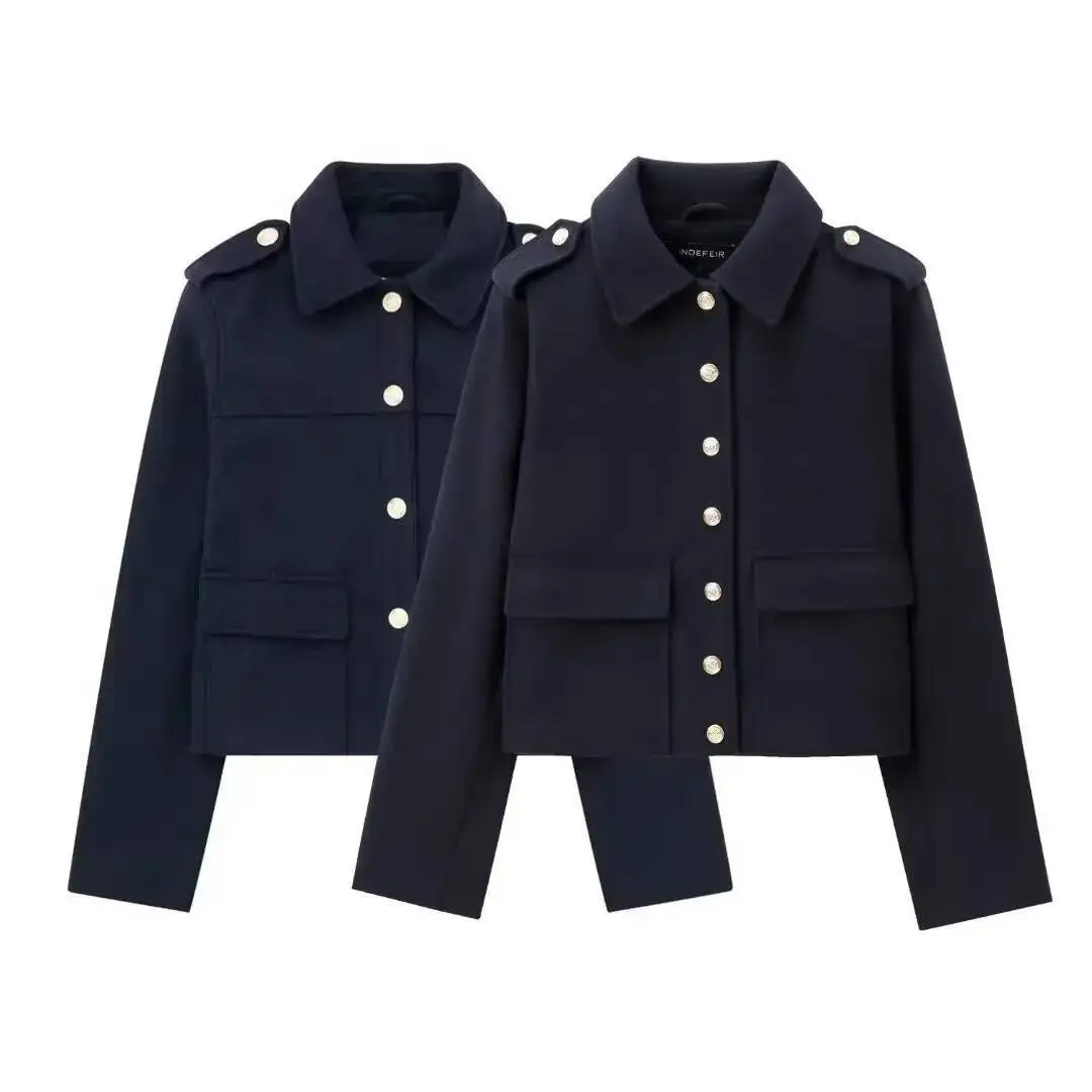 

Осенняя новая повседневная модная женская одежда в европейском и американском стиле, простая и универсальная верхняя куртка с нашивками на плечах