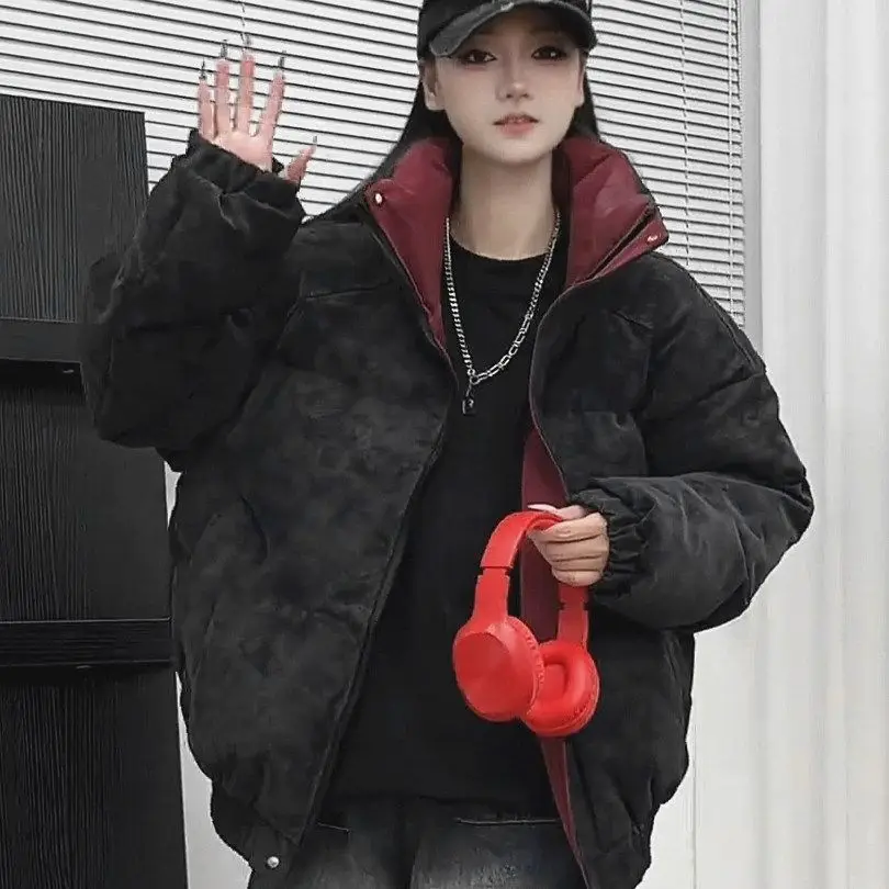 American new thickened down jacket stand-up collar large size casual men's jacket youth PU leather winter warm coat