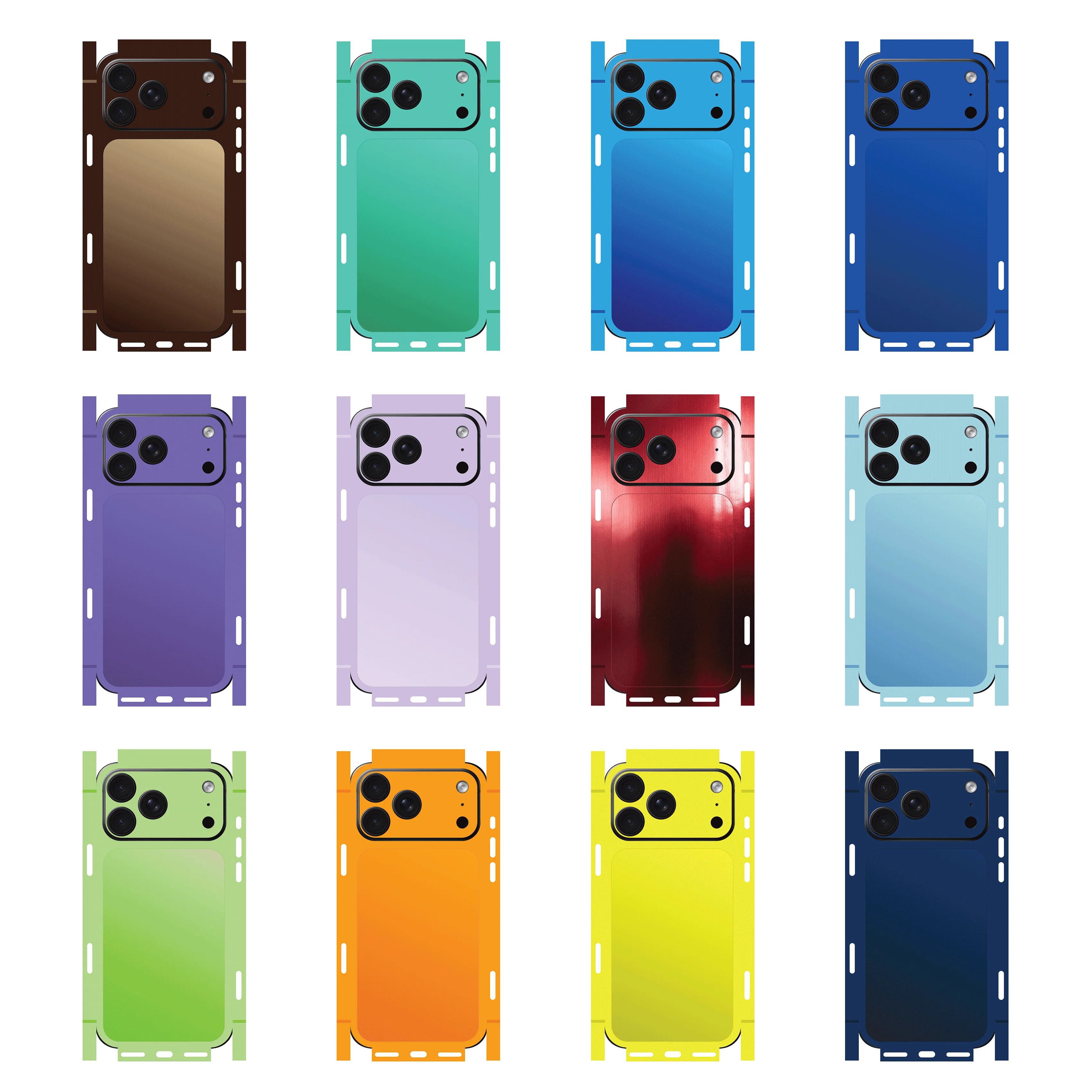 Plain Color Skin Wrap For iPhone1817 16 Pro Max Sticker 15 14 Plus Back Film Protective Decal Side Frame Back Protector