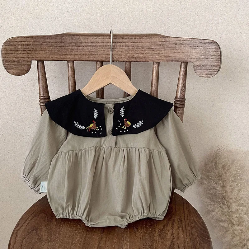 MILANCEL Baby Girls Clothes Peter Pan Collar Girls One Piece Vintage Outfit