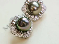 Classic Pearl AAAA 9-10mm 10-11mm Natural Tahiti  Round Pearl Earrings 925s