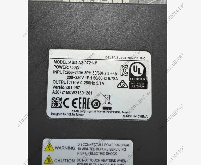 Accessories Servo Driver ASD-A2-0721-M, 750W Input Voltage 200-230V, Output 110V, Frequency 0-250Hz
