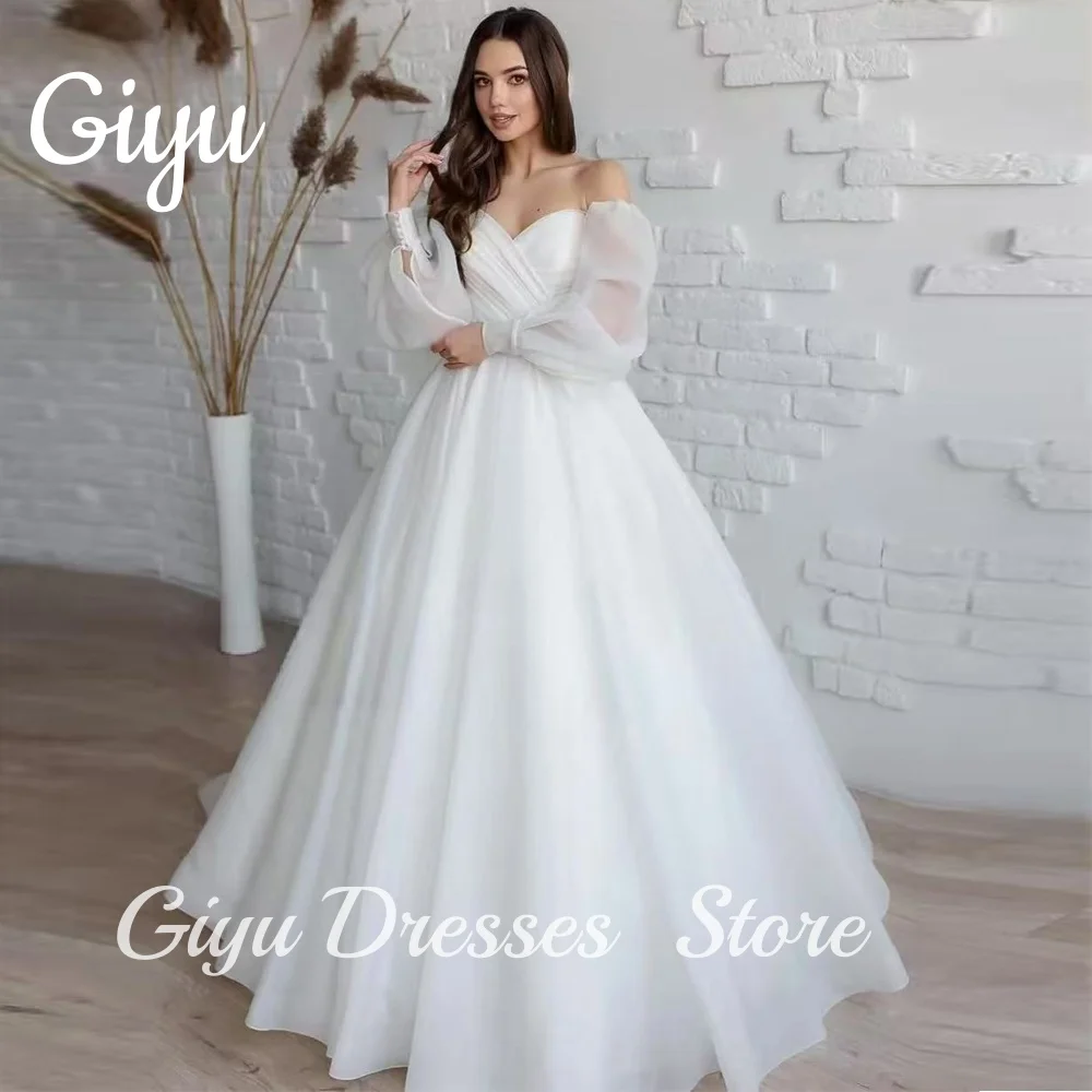 Giyu Modern A-line Abiti da sposa Sweetheart Sweep Train Manica lunga Abiti da sposa Plus Size Robe de mariage Personalizzato 2025