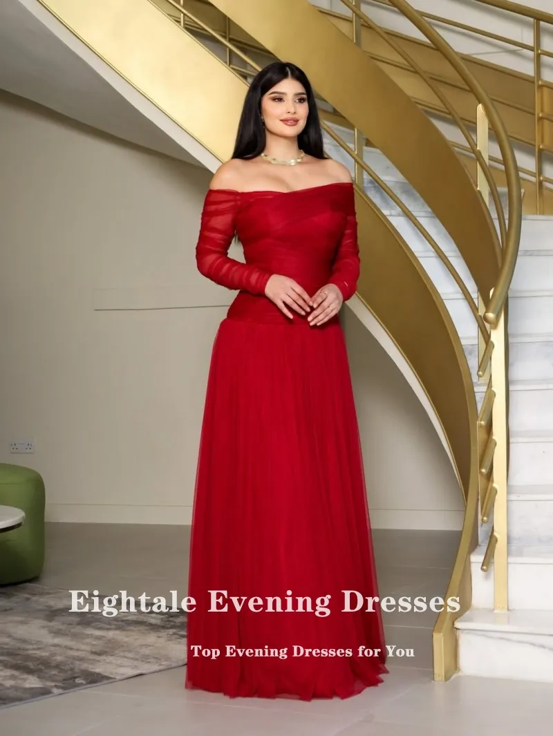 エイトレ アラビック イブニングドレス カスタマイズ ストラップレス オフショルダー ムスリム チュール プロムガウン 結婚式 パーティー用 ロブドソワレ