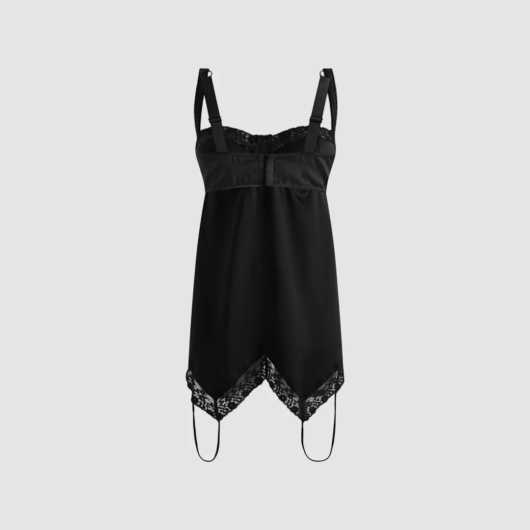 2026 Lace-Trim Acetate Camisole – Wearable Lingerie Top with Adjustable Straps & Scalloped Hem