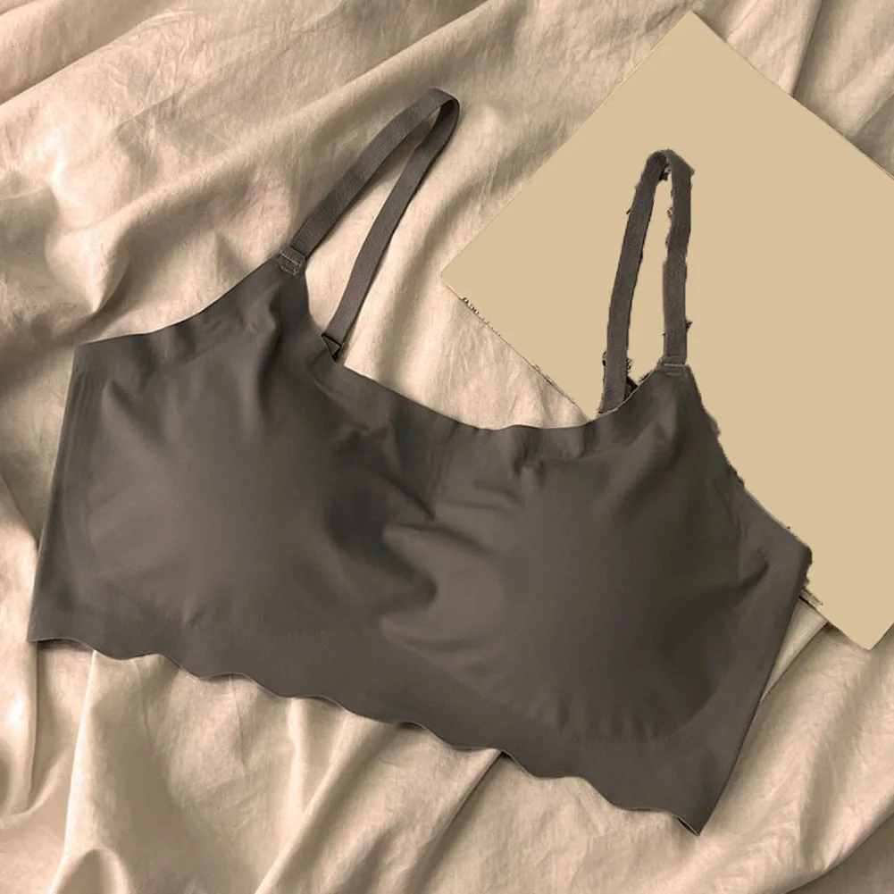 Ice Silk One Size Bra Solid Color Women's Fashion Simple Skin Friendly Yoga Exercise Breathable Sleep Bra No Steel Rim Underwear