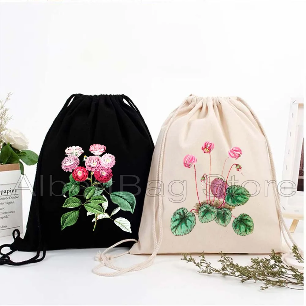 

Botanicals Camellia Opuntia Helichrysum Gladiole Peony Rhododendron Flower Branch Drawstring Soccer Backpack Gym Sackpack Bag