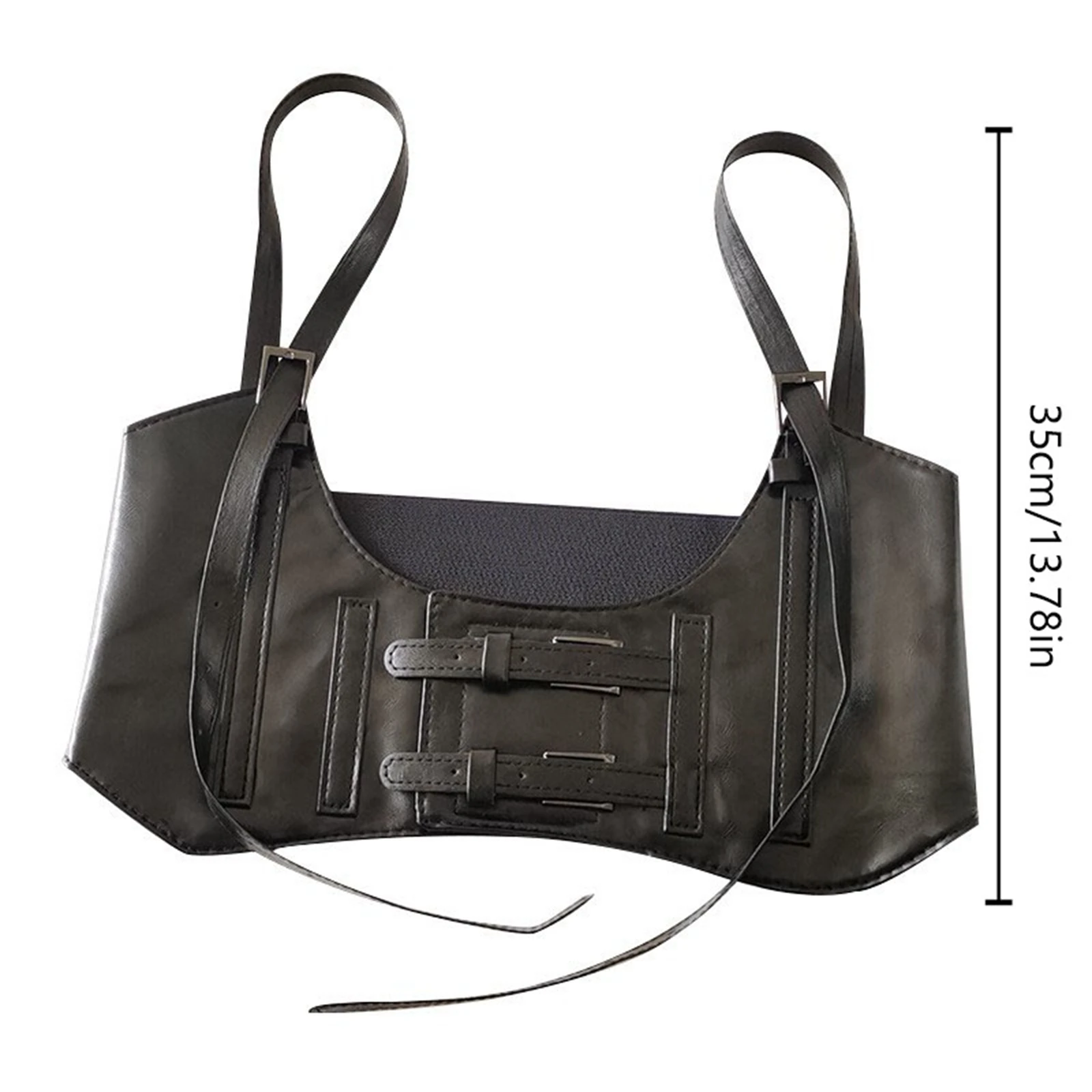 حزام خصر عصري من جلد البولي يوريثان للسيدات، حزام خصر أسود على طراز الشرير، زخرفة حزام الخصر