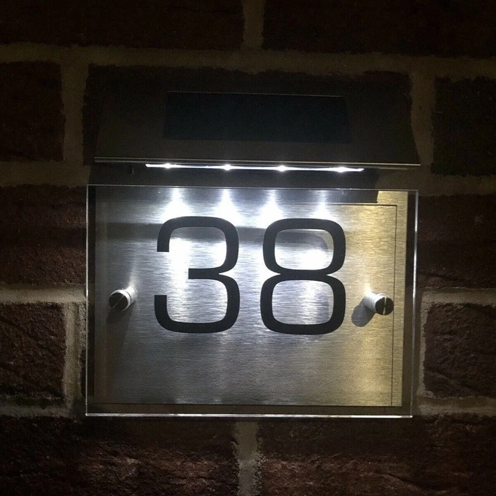 Outdoor Solar for Address Light with Auto On Sensor Bright LED Illumination Stainless Steel ABS Construction Outdoor