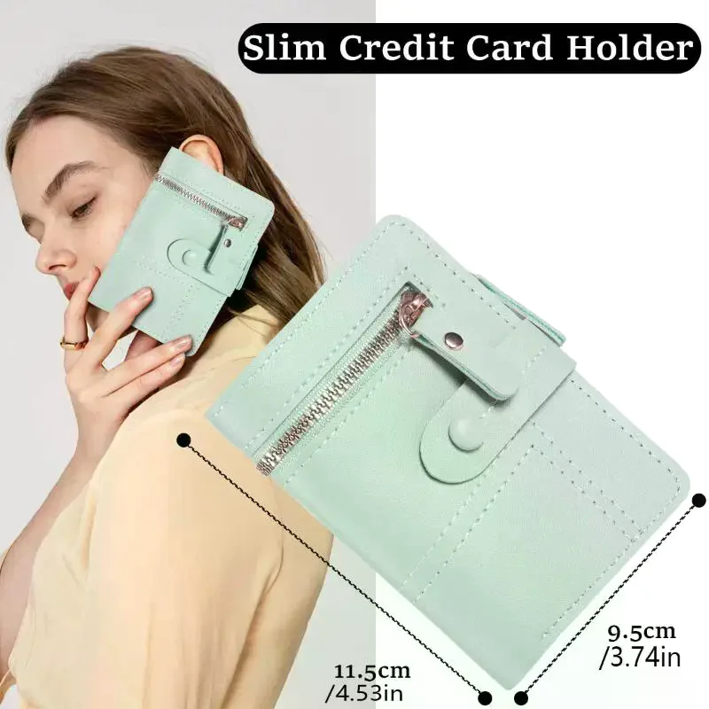 Wallet New Solid Color Button Wallet Female Short Card Holder Wallet Thin Ladies Wallet Card Clip Coin Purse