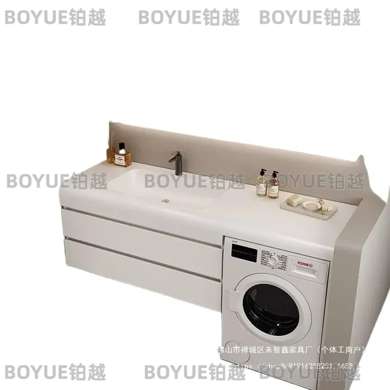 for Bathroom Cabinet Rock Slab Seamless Basin Washing Machine Table Hand Face Basin Integrated Cabinet Combination