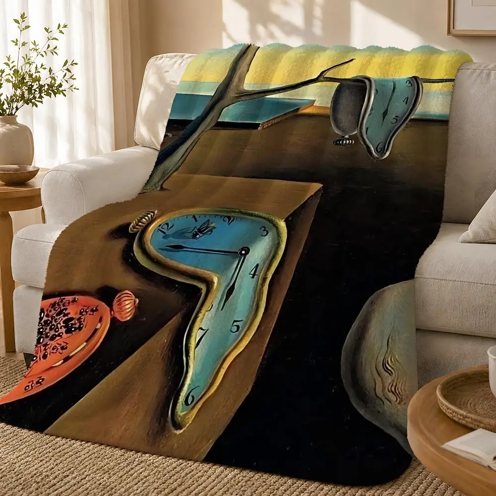 Salvador Dali Pop Art Throw 1pc Flannel Blanket Soft Lightweight Warm Cozy For Bedroom Sofa Bed