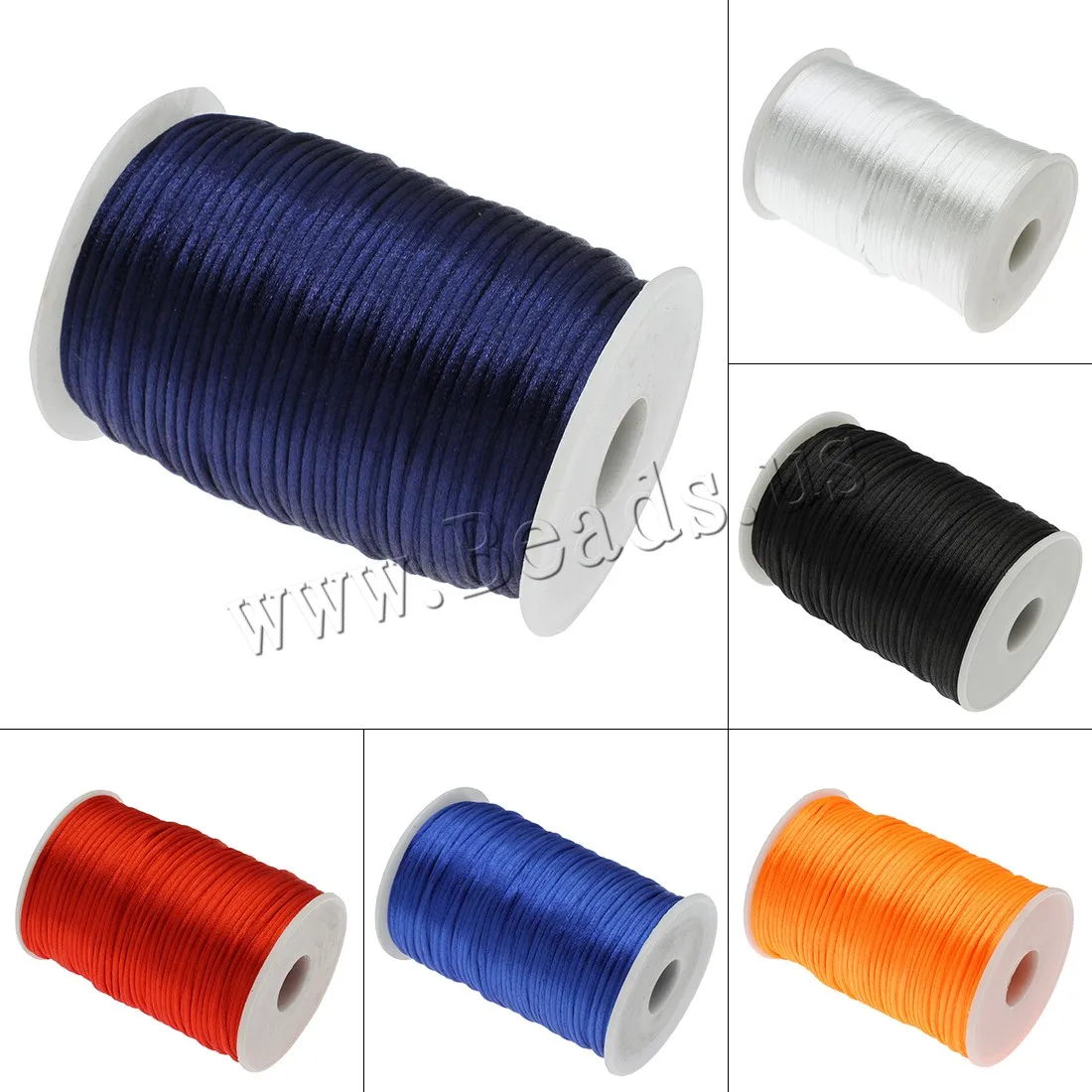 2mm Colorful Rattail Satin Cord Thread Chinese Knot Macrame Bracelet Braided String DIY Tassels Beading Thread  Jewelry Making