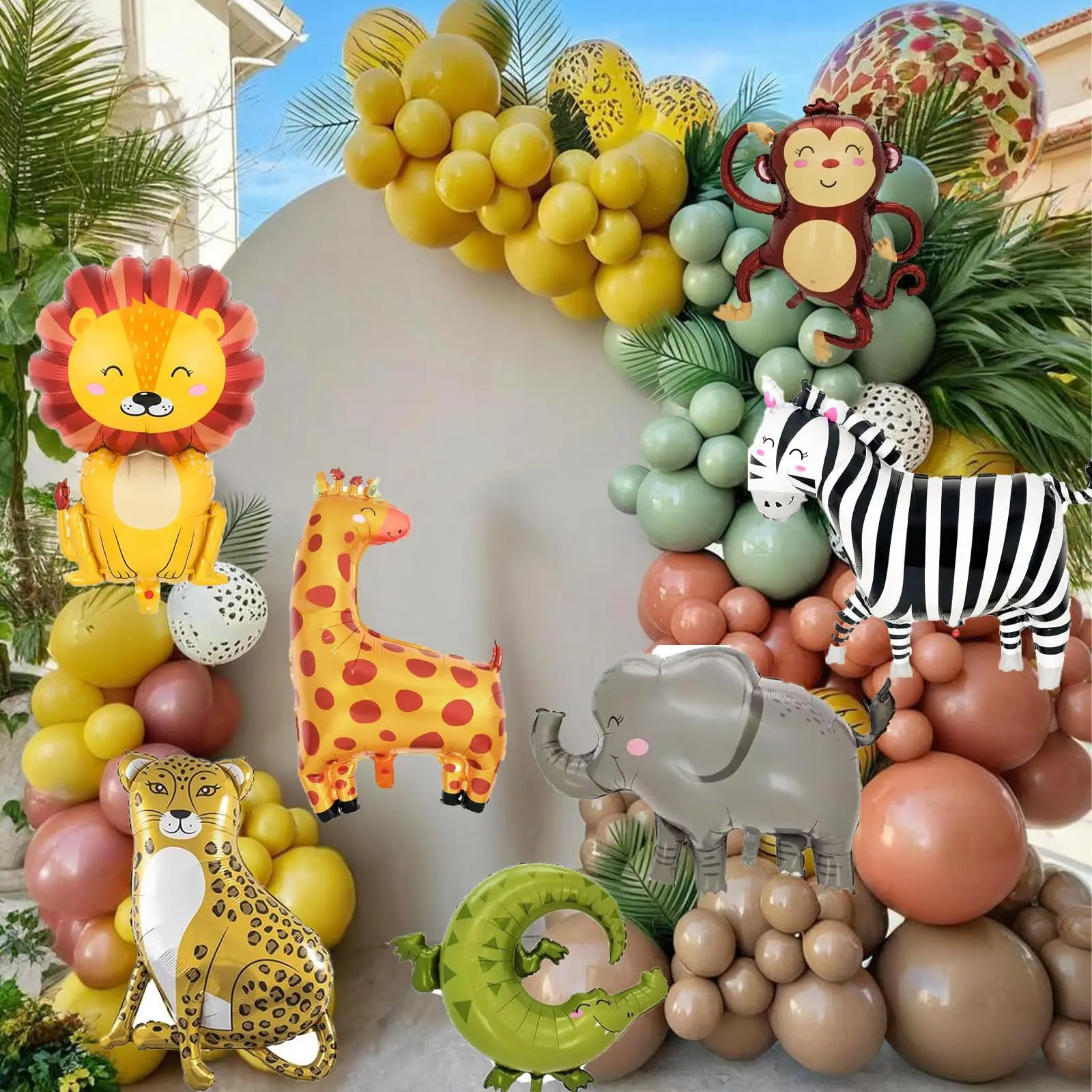 جديد الكرتون الحيوان موضوع احباط بالون الغابة سفاري الغابات الأسد الفيل الاطفال عيد ميلاد لوازم الديكور لوازم استحمام الطفل