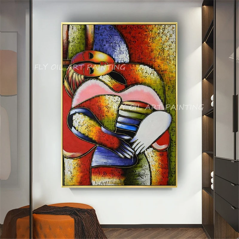 

Large Size 100% Handpainted abstract Picasso portrait figure african women colorful thick oil painting on canvas wall decor