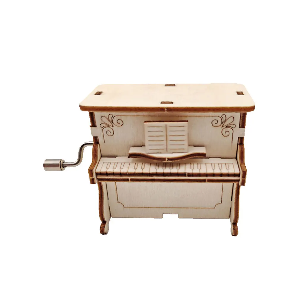 Music Box Handmade Assembled Piano Shape Educational Creative Gift For Kids Girls Birthday Holiday Wedding Present