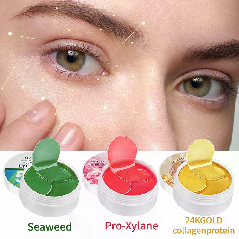 MOIKA 60pcs 24K Gold Eye Mask Patch Moisturizing Soothing Dark Circle Eye Mask Pro-Xylane Hyaluronic Seaweed Eye Mask