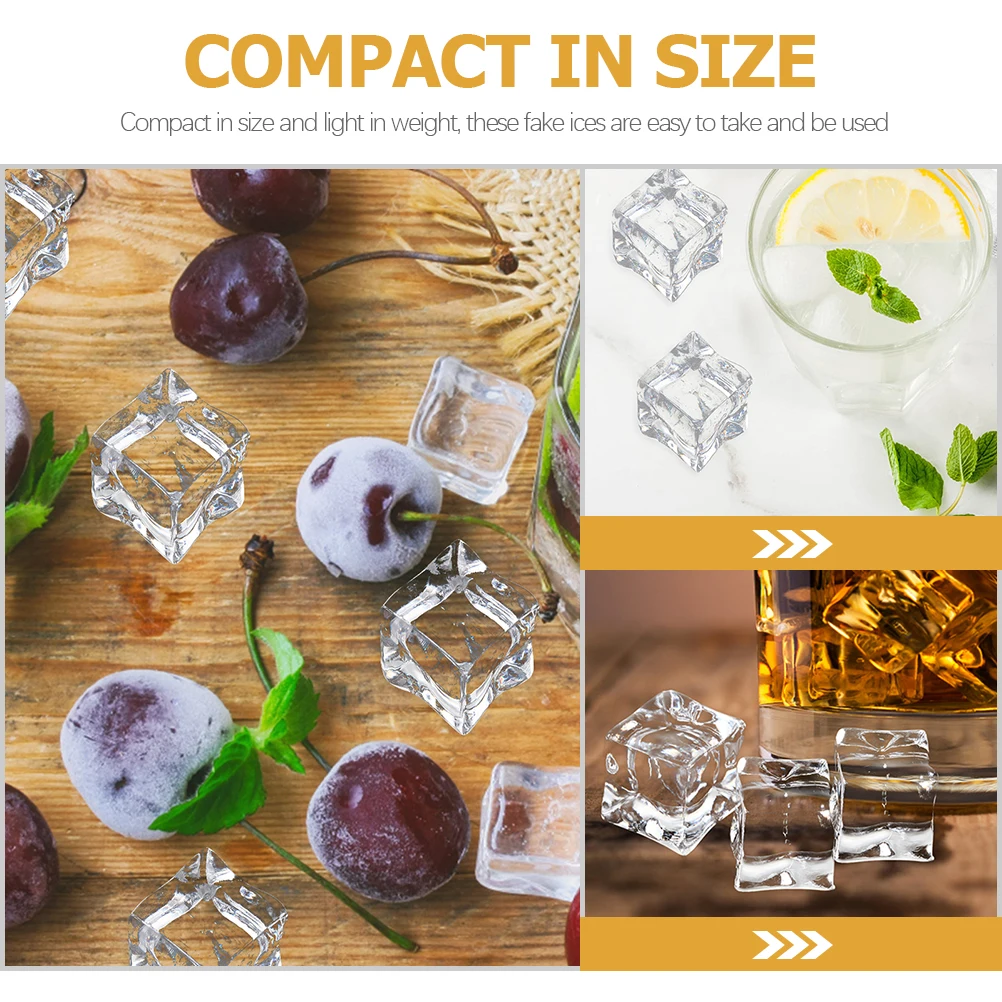 

200pcs Simulated Cubes Transparent Acrylic Fake Decorative Reusable 10MM Plastic Vase Ice Vase Filler Filler Home Decor