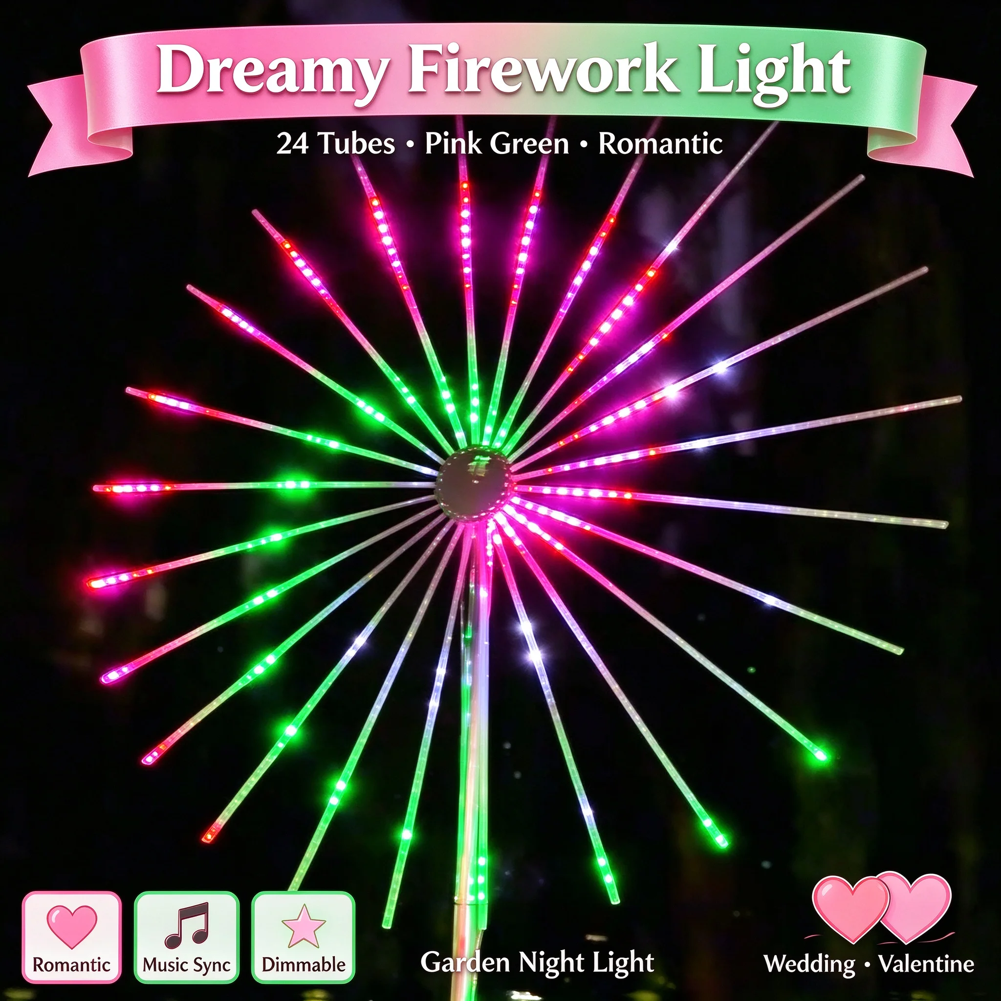 Firework Lights for Brunch Garden Party, Sound Activated RGB, Waterproof, APP Bluetooth, Day-to-Night Decor