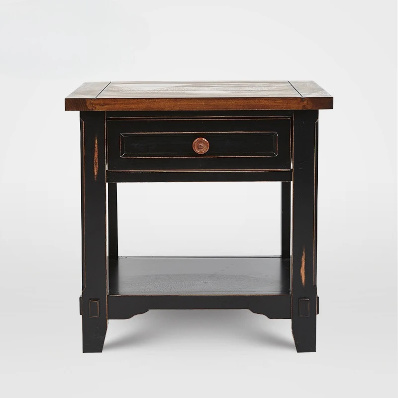 

American rural pastoral simple solid wood bedside table European furniture modern simple storage locker
