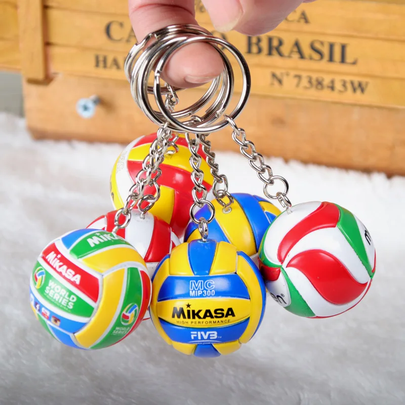 10 PCS/lot Volleyball Keychain Ornaments Business Volleyball Gifts Volleyball Football Beach Ball Key Chain Chains Rings Sport