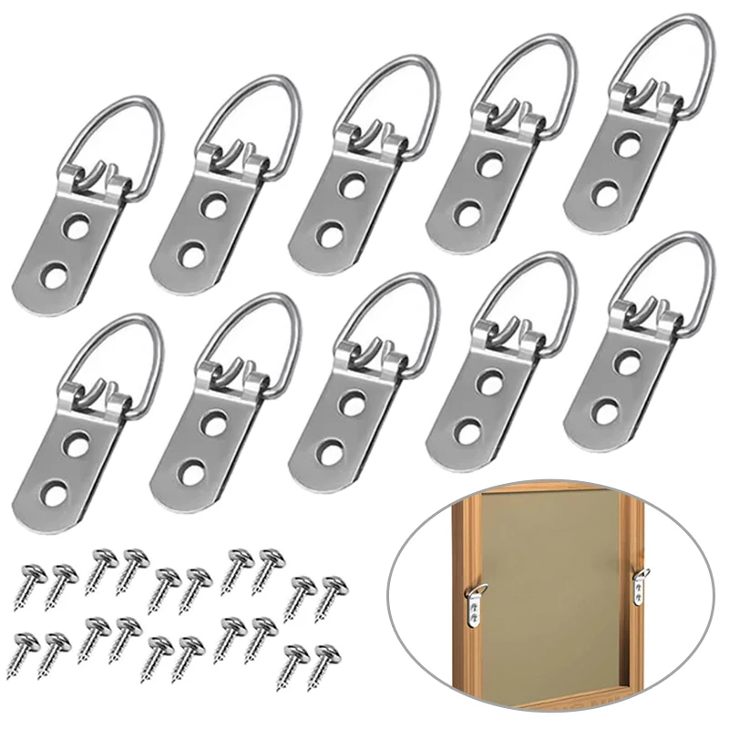 10PCS Double-hole Iron Material Heart-shaped Ring Set Photo Frame Hanging Piece