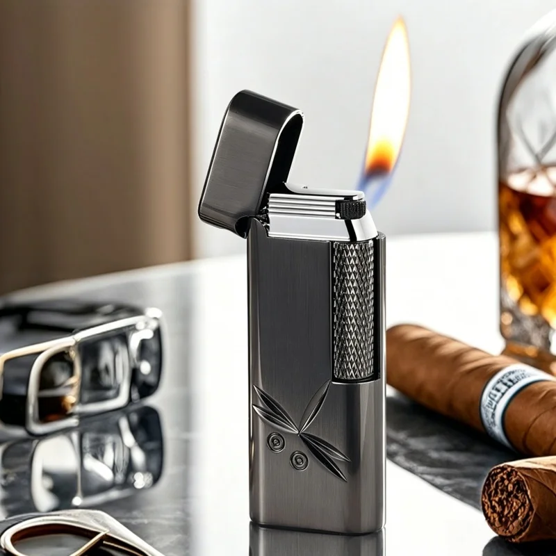 Vintage Retro Metal Grinding Wheel Lighter Designed Butane Gas Lighters Classic Open Flame Smoking Accessories Unique Men's Gift